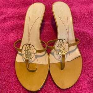Kate Spade Tan Leather Sandals with Metallic Medallions